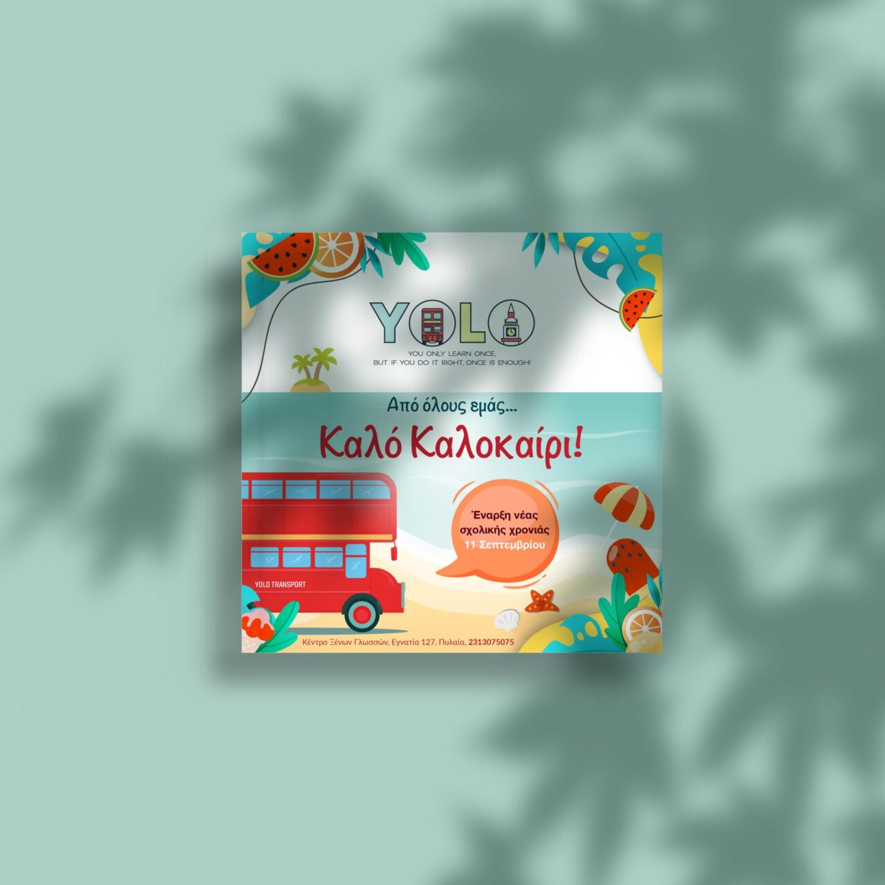 Social media post design for a language center